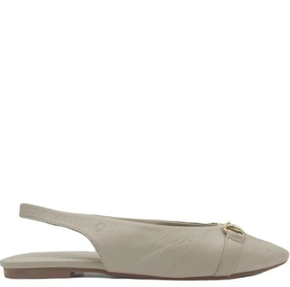 Carmela Women's Chic Beige Pointed Toe Slingback Flat Leather Loafers. NWT - Picture 2 of 14